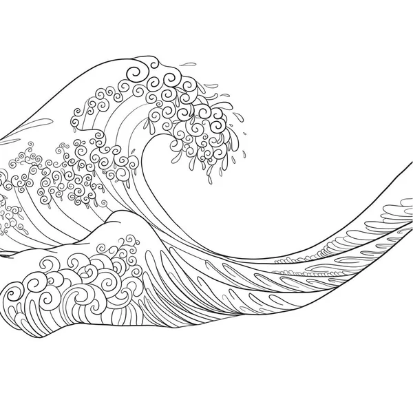 Japanska våg, isolerade ritning. Lager vektorillustration. — Stock vektor