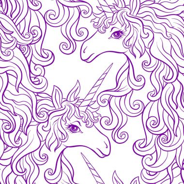 Tek boynuzlu at çok renkli yele, kelebek gökkuşağı, yıldız ve sevgi ile