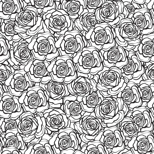 Gül çiçek seamless modeli. Anahat siyah gül beyaz backg üzerinde