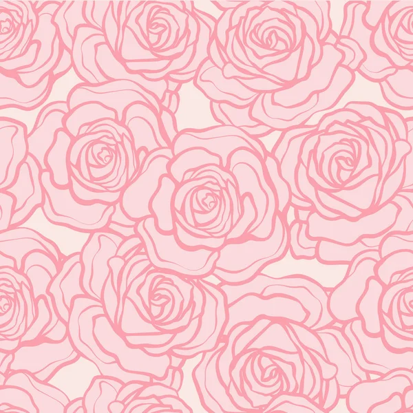 Rose flower seamless pattern. Pink roses on pink background. Sto — Stock Vector