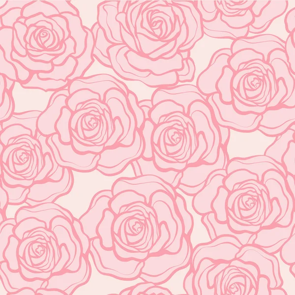 Rose flower seamless pattern. Pink roses on pink background. Sto — Stock Vector