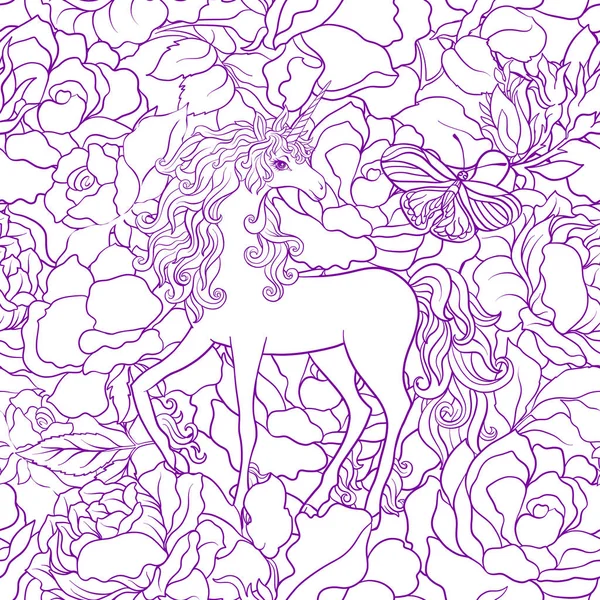 Çok renkli yele ve gül çiçek olan at. Sorunsuz esen