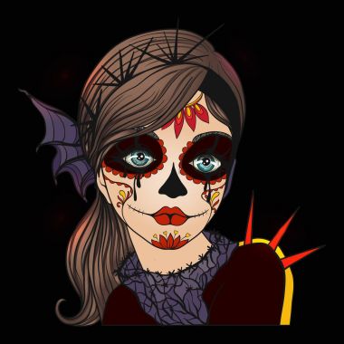 Halloween veya gün de güzel bir genç kız portresi
