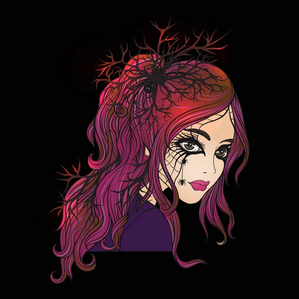 Halloween veya gün de güzel bir genç kız portresi