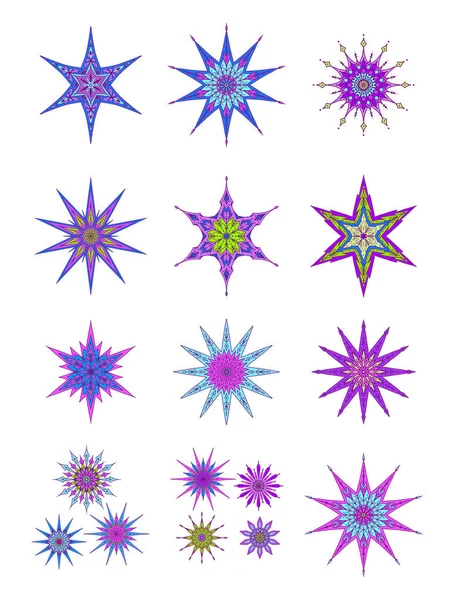 Dekoratif tarzı yıldız kümesi. Stok satırı vektör çizim