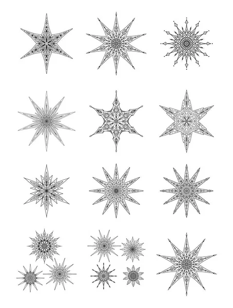 Dekoratif tarzı yıldız kümesi. Stok satırı vektör çizim