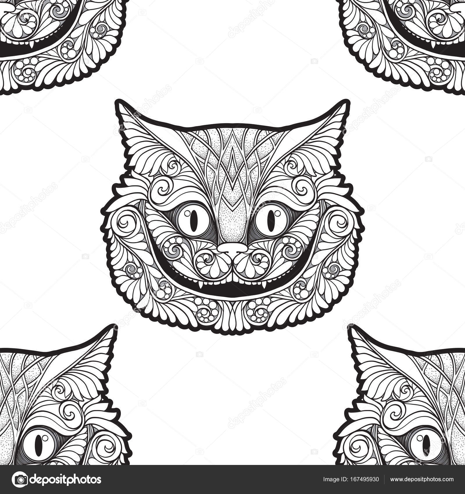 Tête De Chat De Cheshire Du Conte Alice Au Pays Des