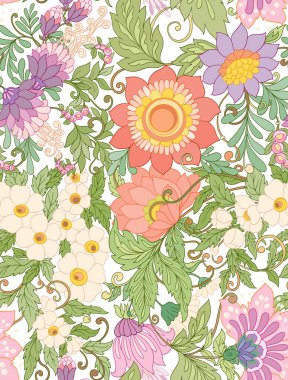 Dikişsiz desen, soyut dekoratif yaz flo ile arka plan