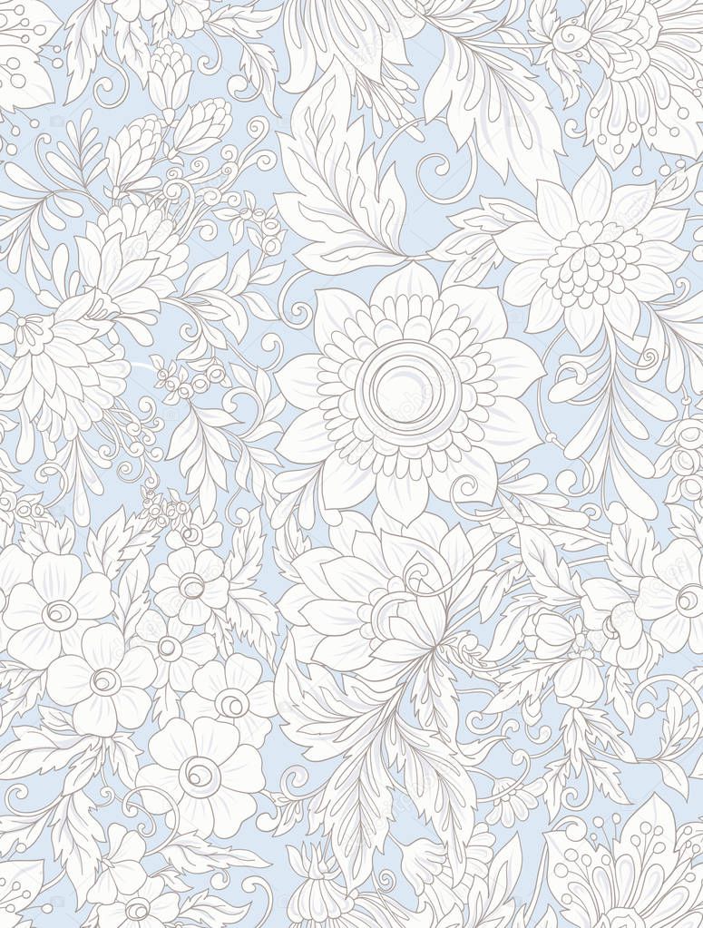 Seamless pattern, background with abstract decorative summer flo