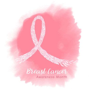 Meme Kanseri Bilinçlendirme ay dekoratif pembe şerit üzerinde watercol