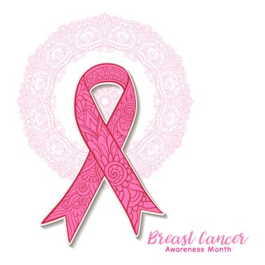 Meme Kanseri Bilinçlendirme ay dekoratif pembe şerit üzerinde Dekorasy