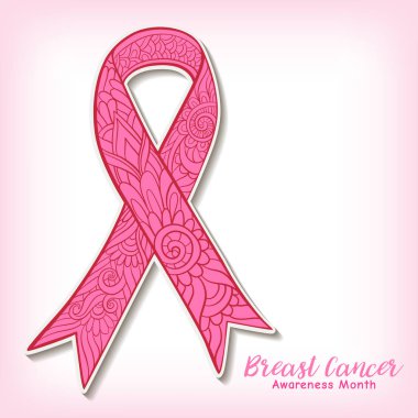 Meme Kanseri Bilinçlendirme ay dekoratif pembe şerit. Stok satırı