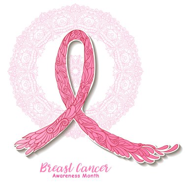 Meme Kanseri Bilinçlendirme ay dekoratif pembe şerit üzerinde Dekorasy