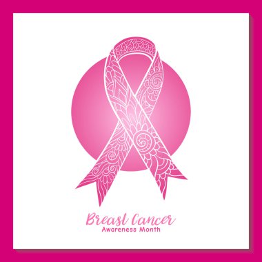 Meme Kanseri Bilinçlendirme ay dekoratif pembe şerit üzerinde Dekorasy