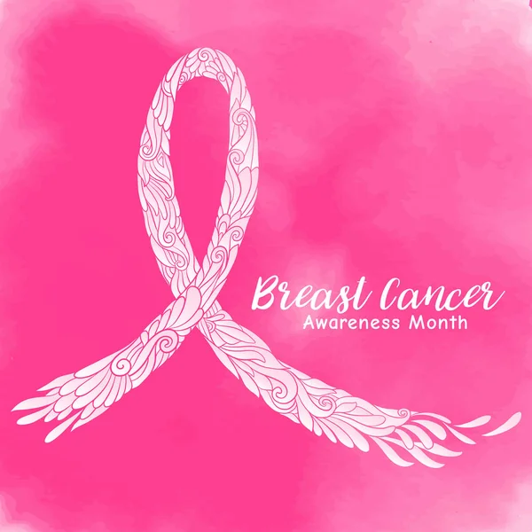 Meme Kanseri Bilinçlendirme ay dekoratif pembe şerit üzerinde watercol