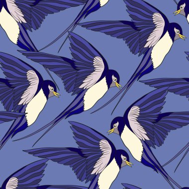 Renkli seamless modeli, kırlangıçlar ile arka plan.