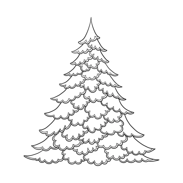 Vánoční strom. Obrysy kresby. Dobré pro zbarvení stránky pro dospělé omalovánky. — Stockový vektor