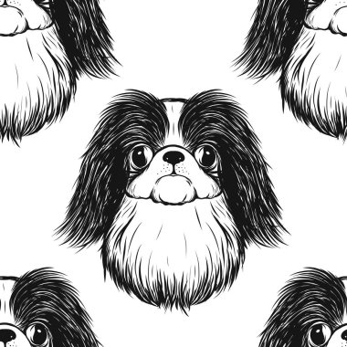 Dog Head'a, siyah-beyaz grafik çizim ile Seamless Modeli.