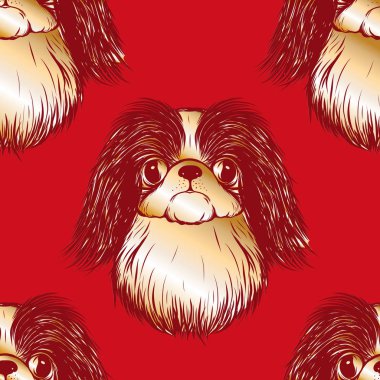 Dog Head'a, siyah-beyaz grafik çizim ile Seamless Modeli.