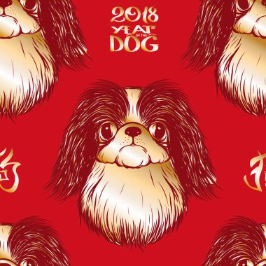 Dog Head'a, siyah-beyaz grafik çizim ile Seamless Modeli.