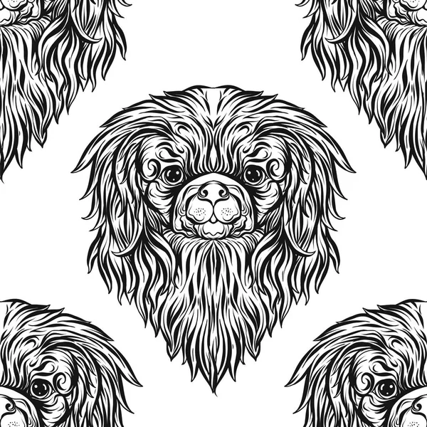 Dog Head'a, siyah-beyaz grafik çizim ile Seamless Modeli.