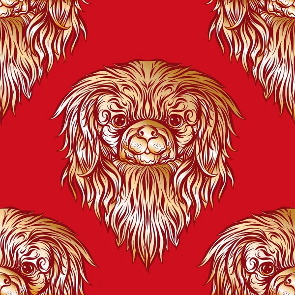 Dog Head'a, siyah-beyaz grafik çizim ile Seamless Modeli.