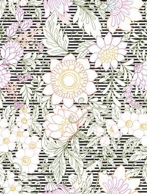 Dikişsiz desen, soyut dekoratif yaz flo ile arka plan