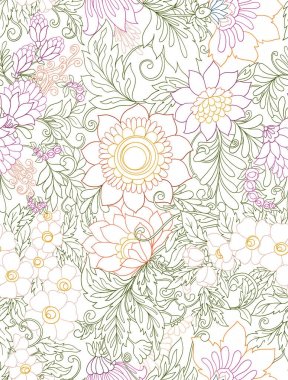 Dikişsiz desen, soyut dekoratif yaz flo ile arka plan