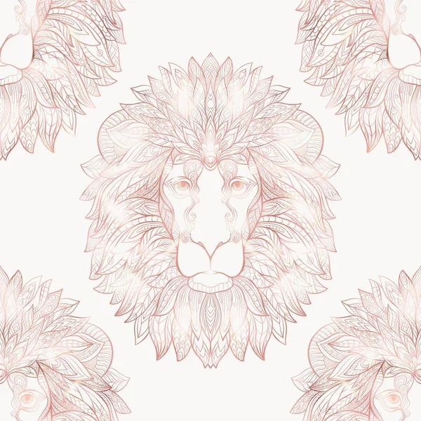 Motif sans couture Lion. Graphiques en couleurs or rose . — Image vectorielle