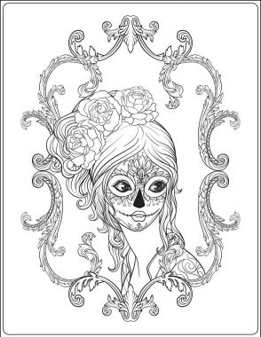 Halloween veya gün de güzel bir genç kız portresi