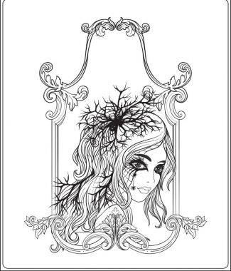 Halloween veya gün de güzel bir genç kız portresi