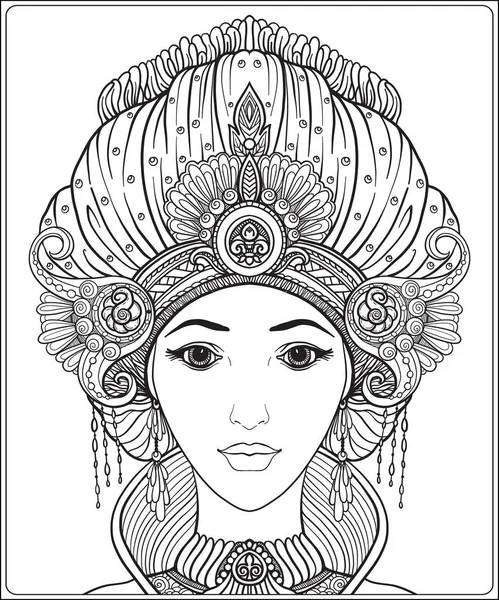 Jeune belle fille en costume riche décoré dans un style oriental — Image vectorielle