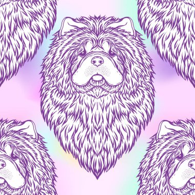 Dog Head'a, siyah-beyaz grafik çizim ile Seamless Modeli.