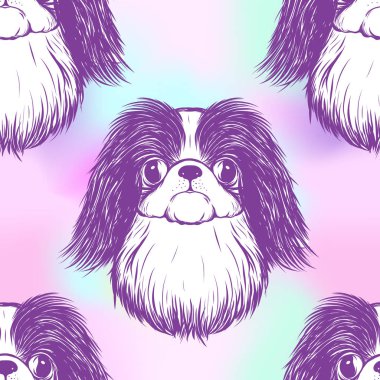 Dog Head'a, siyah-beyaz grafik çizim ile Seamless Modeli.