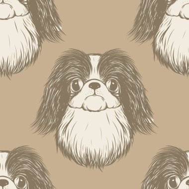 Dog Head'a, siyah-beyaz grafik çizim ile Seamless Modeli.