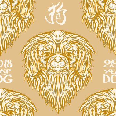 Dog Head'a, siyah-beyaz grafik çizim ile Seamless Modeli.