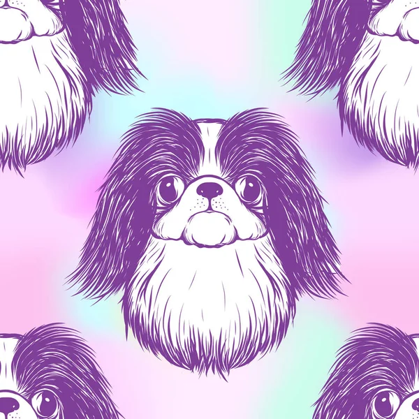 Dog Head'a, siyah-beyaz grafik çizim ile Seamless Modeli.