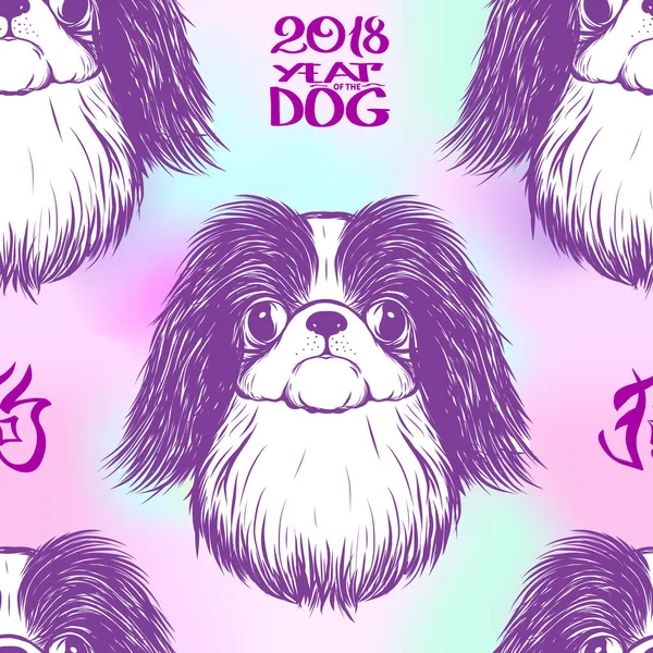 Dog Head'a, siyah-beyaz grafik çizim ile Seamless Modeli.