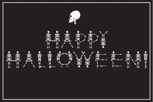 Lettering Feliz Halloween con esqueletos de baile fuente, conjunto de le — Vector de stock