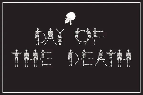 Lettering Day of the Death com esqueletos dançantes fonte, conjunto de l — Vetor de Stock