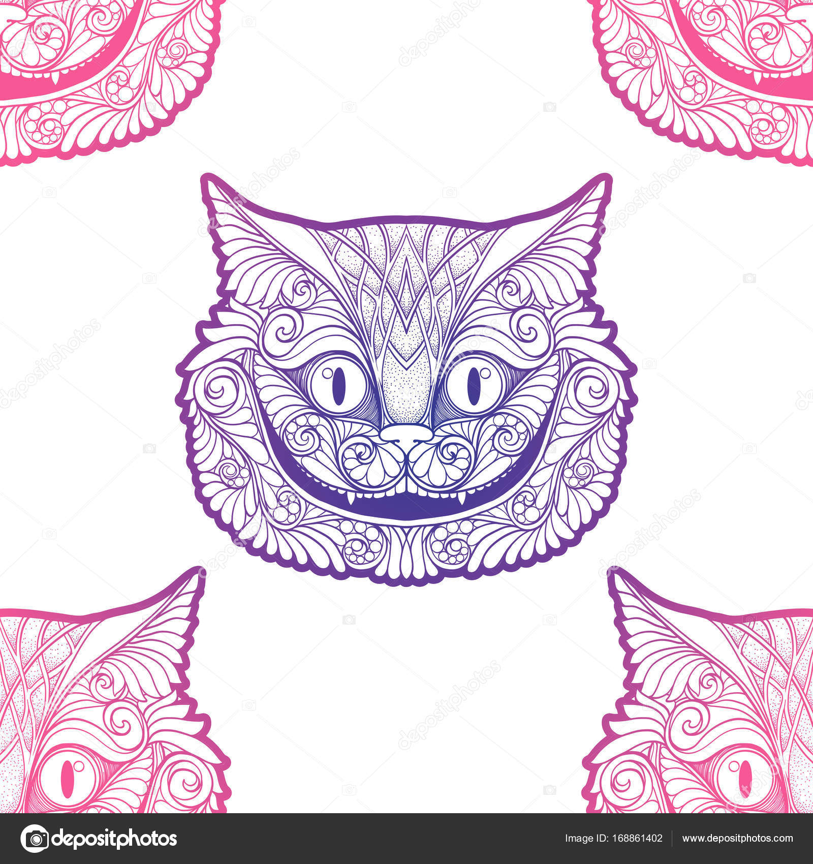 Tête De Chat De Cheshire Du Conte Image Vectorielle
