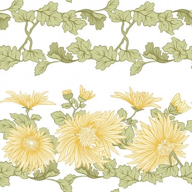 Krizantem. Sarı Japon krizantem seamless modeli