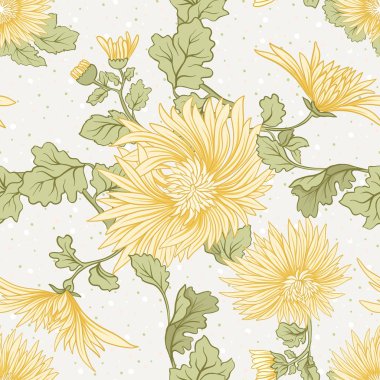 Krizantem. Sarı Japon krizantem seamless modeli