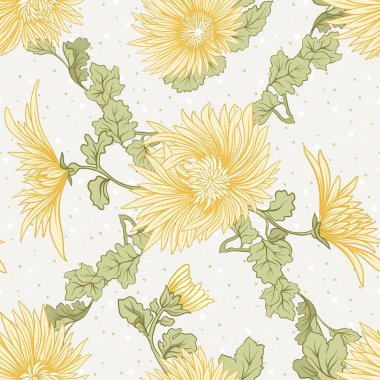 Krizantem. Sarı Japon krizantem seamless modeli