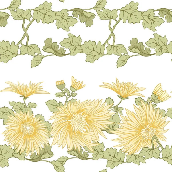 Krizantem. Sarı Japon krizantem seamless modeli