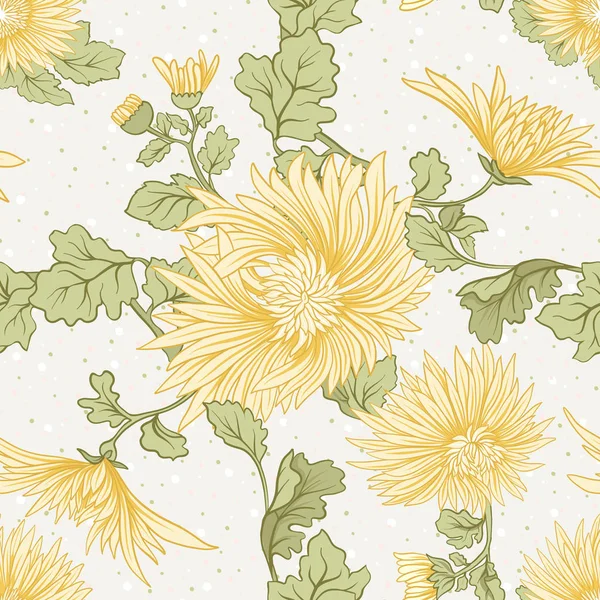 Krizantem. Sarı Japon krizantem seamless modeli