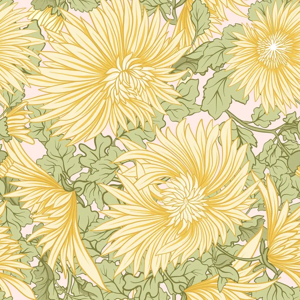 Krizantem. Sarı Japon krizantem seamless modeli