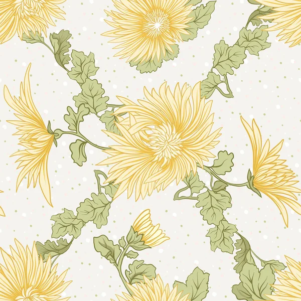 Krizantem. Sarı Japon krizantem seamless modeli