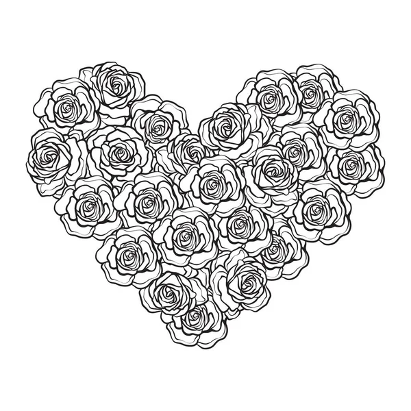 Miłość serce wykonane z róż bukiet dla Valentines dzień lub ślubnej. — Wektor stockowy