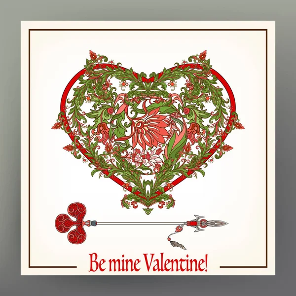 Soyut çiçek aşk kalp deseni ile Ortaçağ tarzı ile bir